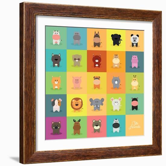 Cute Cartoon Animals-Nestor David Ramos Diaz-Framed Art Print