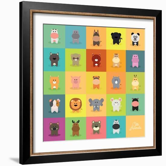 Cute Cartoon Animals-Nestor David Ramos Diaz-Framed Art Print