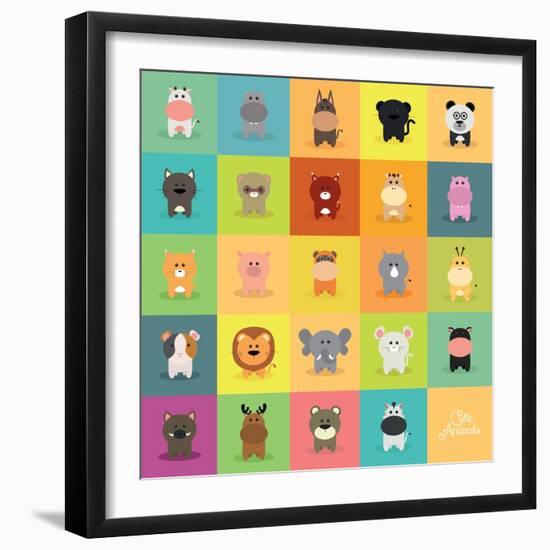 Cute Cartoon Animals-Nestor David Ramos Diaz-Framed Art Print