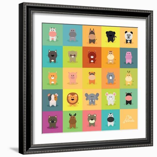 Cute Cartoon Animals-Nestor David Ramos Diaz-Framed Art Print