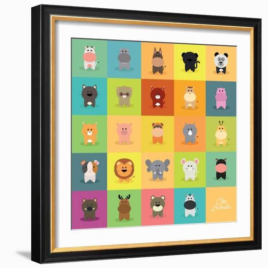 Cute Cartoon Animals-Nestor David Ramos Diaz-Framed Art Print