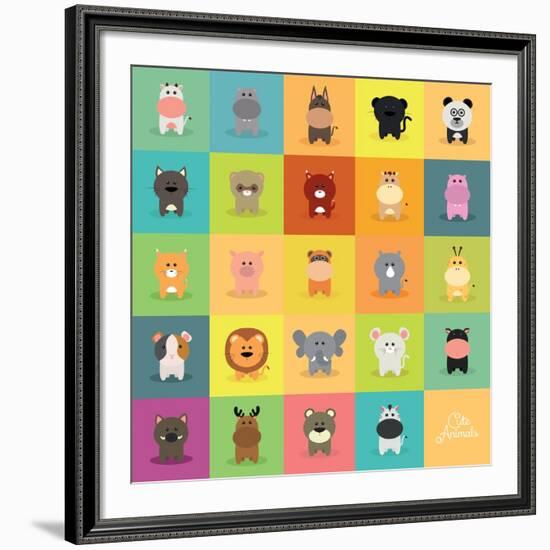 Cute Cartoon Animals-Nestor David Ramos Diaz-Framed Art Print