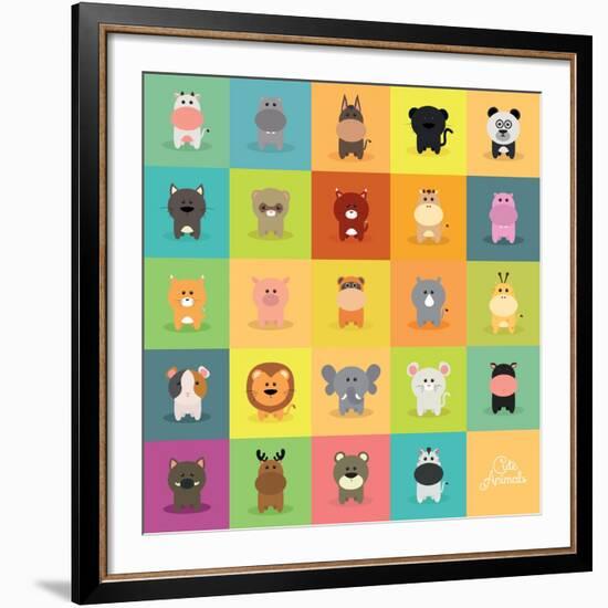 Cute Cartoon Animals-Nestor David Ramos Diaz-Framed Art Print