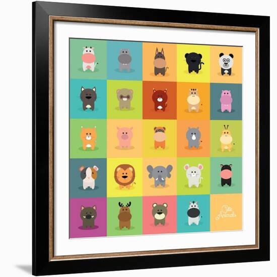 Cute Cartoon Animals-Nestor David Ramos Diaz-Framed Art Print