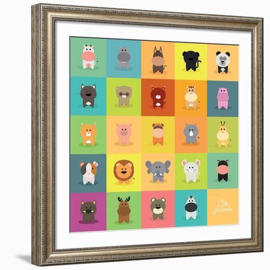 Cute Cartoon Animals-Nestor David Ramos Diaz-Framed Art Print