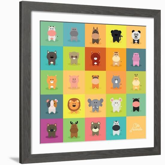 Cute Cartoon Animals-Nestor David Ramos Diaz-Framed Art Print