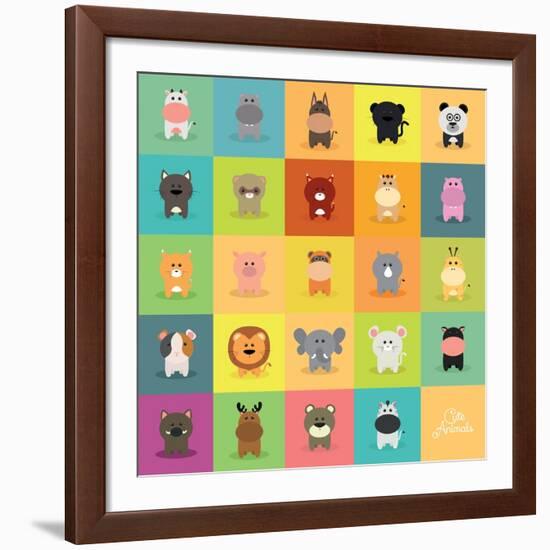 Cute Cartoon Animals-Nestor David Ramos Diaz-Framed Giclee Print