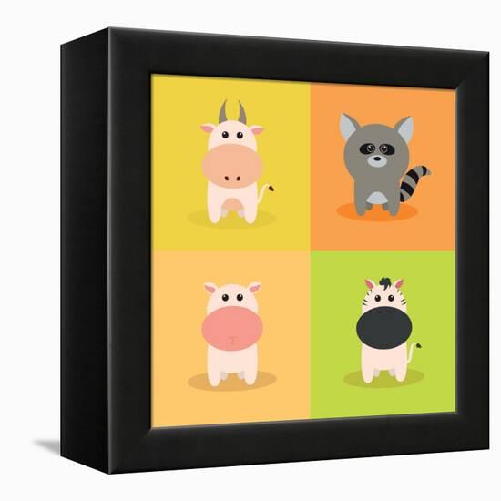 Cute Cartoon Animals-Nestor David Ramos Diaz-Framed Stretched Canvas