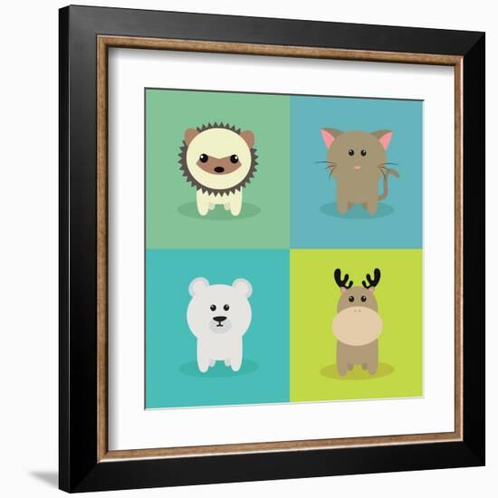 Cute Cartoon Animals-Nestor David Ramos Diaz-Framed Art Print