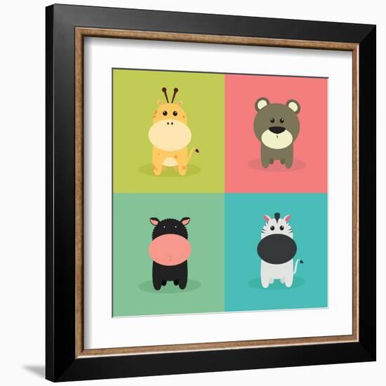 Cute Cartoon Animals-Nestor David Ramos Diaz-Framed Art Print