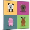 Cute Cartoon Animals-Nestor David Ramos Diaz-Mounted Art Print