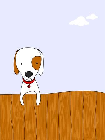 Cute Cartoon Dog on a Wooden Fence, for Vector Version See My Portfolio.' Art Print - zsooofija Cute Cartoon Dog on a Wooden Fence, for Vector Version See My Portfolio.' Art Print - zsooofija