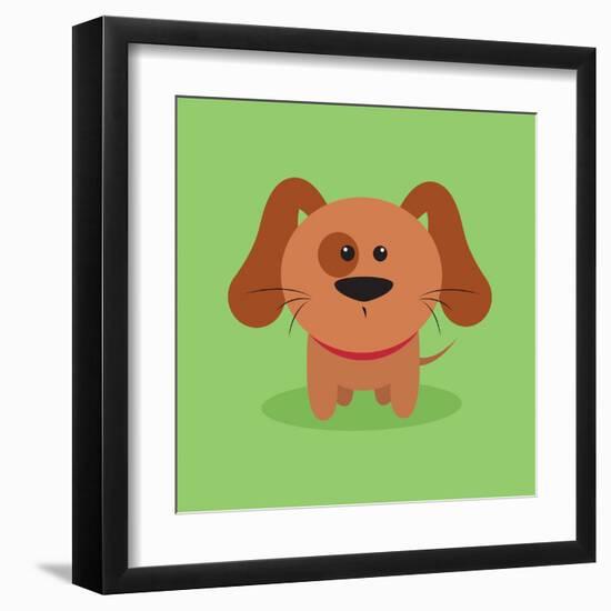 Cute Cartoon Dog-Nestor David Ramos Diaz-Framed Art Print