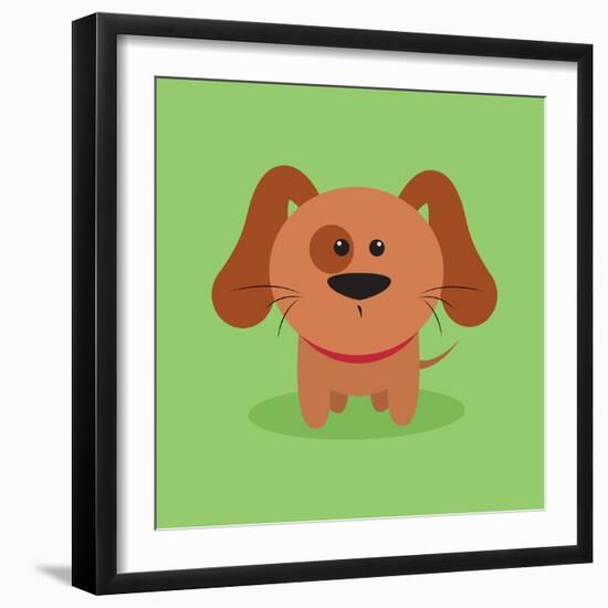 Cute Cartoon Dog-Nestor David Ramos Diaz-Framed Art Print