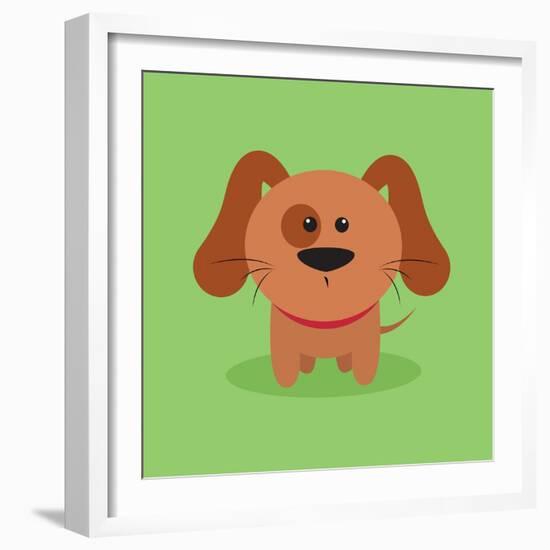 Cute Cartoon Dog-Nestor David Ramos Diaz-Framed Art Print