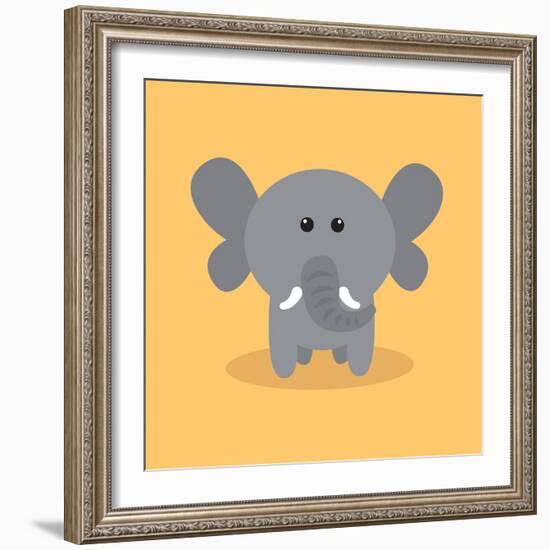 Cute Cartoon Elephant-Nestor David Ramos Diaz-Framed Art Print