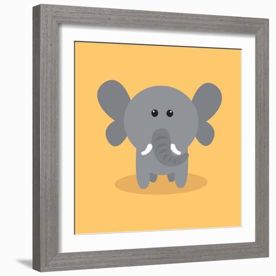 Cute Cartoon Elephant-Nestor David Ramos Diaz-Framed Art Print