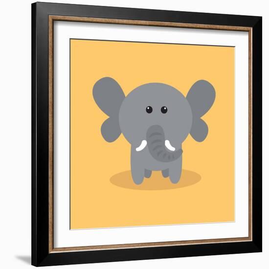 Cute Cartoon Elephant-Nestor David Ramos Diaz-Framed Art Print