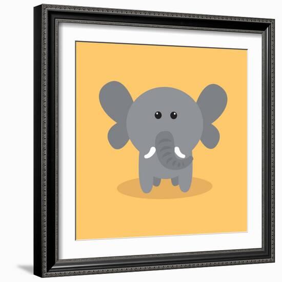 Cute Cartoon Elephant-Nestor David Ramos Diaz-Framed Art Print