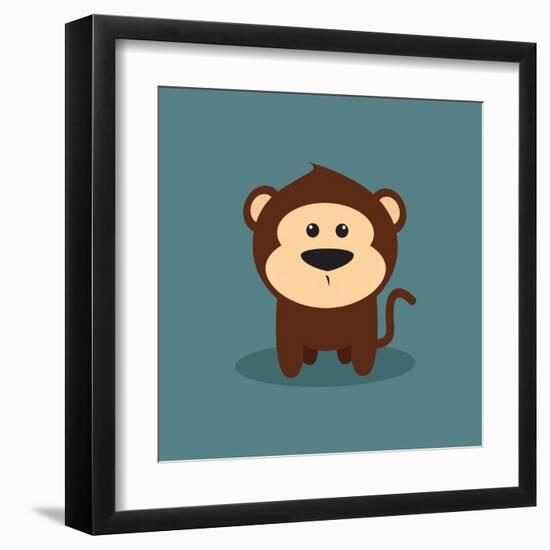 Cute Cartoon Monkey-Nestor David Ramos Diaz-Framed Art Print