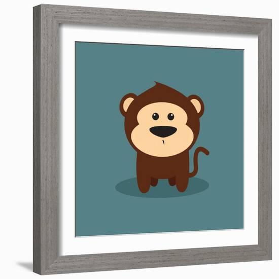 Cute Cartoon Monkey-Nestor David Ramos Diaz-Framed Art Print