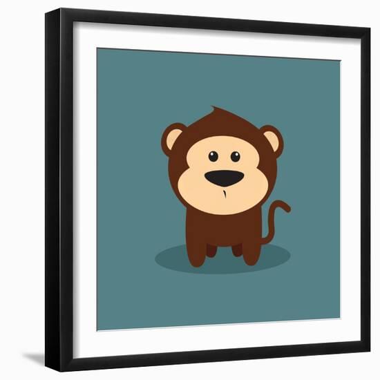 Cute Cartoon Monkey-Nestor David Ramos Diaz-Framed Art Print