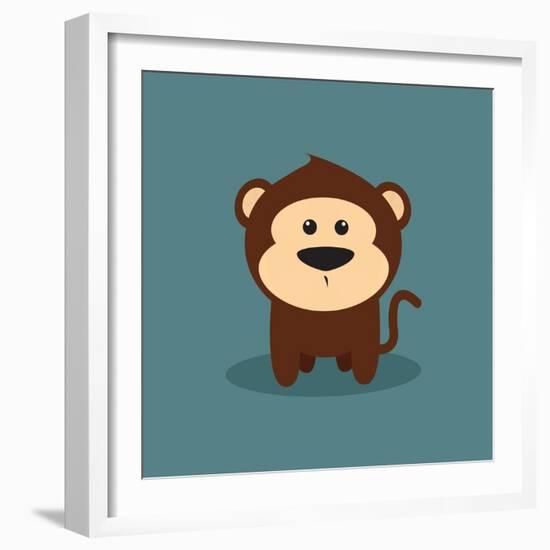 Cute Cartoon Monkey-Nestor David Ramos Diaz-Framed Art Print