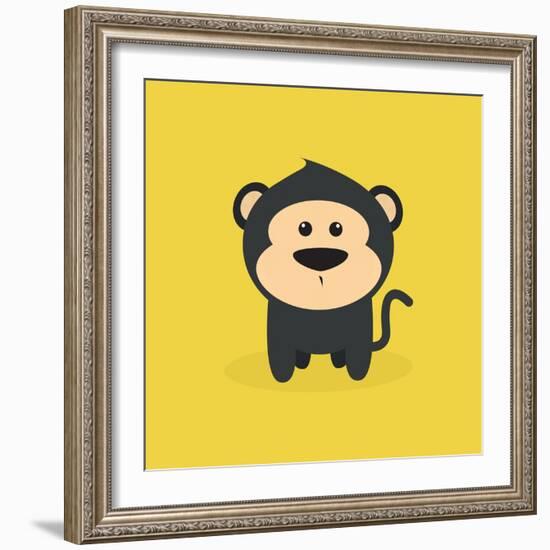 Cute Cartoon Monkey-Nestor David Ramos Diaz-Framed Art Print