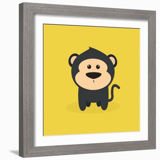 Cute Cartoon Monkey-Nestor David Ramos Diaz-Framed Art Print