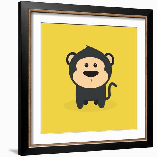 Cute Cartoon Monkey-Nestor David Ramos Diaz-Framed Art Print