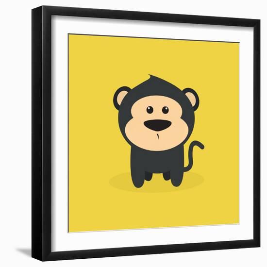 Cute Cartoon Monkey-Nestor David Ramos Diaz-Framed Art Print