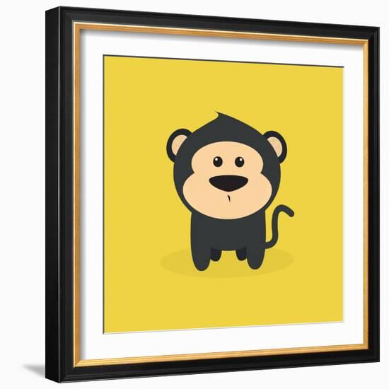 Cute Cartoon Monkey-Nestor David Ramos Diaz-Framed Art Print