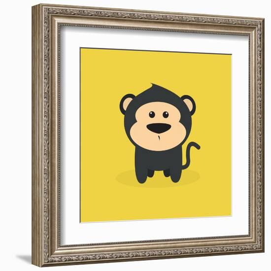 Cute Cartoon Monkey-Nestor David Ramos Diaz-Framed Art Print