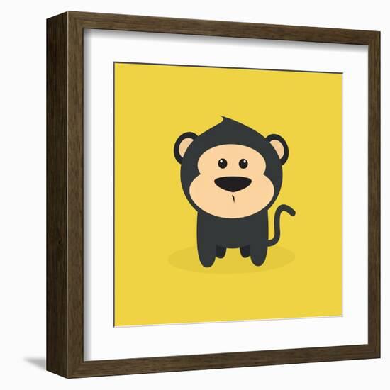 Cute Cartoon Monkey-Nestor David Ramos Diaz-Framed Art Print