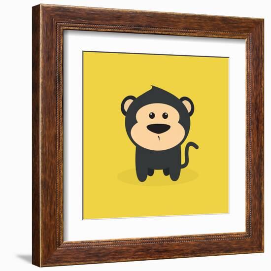 Cute Cartoon Monkey-Nestor David Ramos Diaz-Framed Art Print