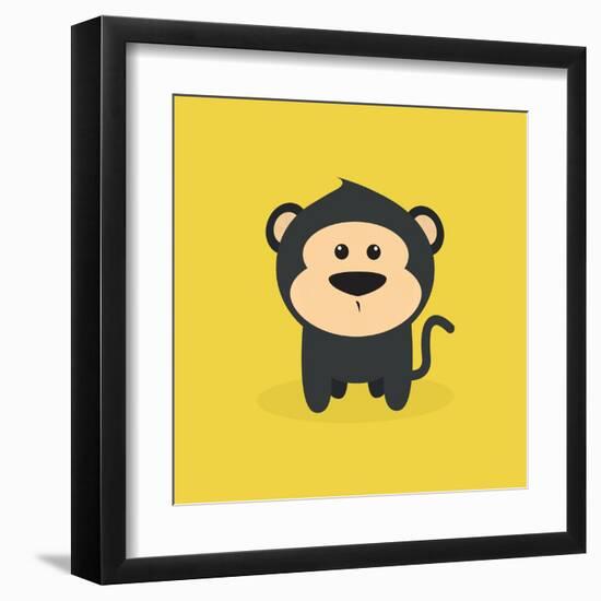 Cute Cartoon Monkey-Nestor David Ramos Diaz-Framed Art Print
