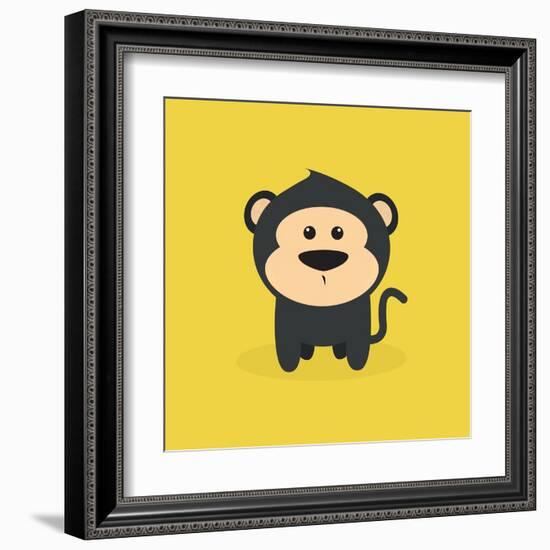 Cute Cartoon Monkey-Nestor David Ramos Diaz-Framed Art Print