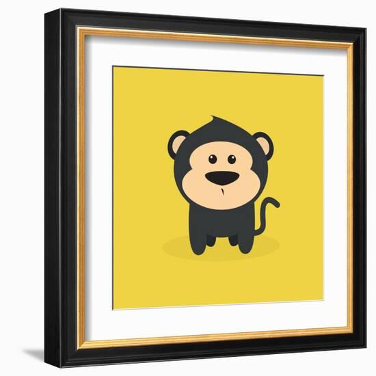 Cute Cartoon Monkey-Nestor David Ramos Diaz-Framed Art Print