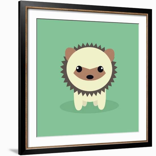 Cute Cartoon Porcupine-Nestor David Ramos Diaz-Framed Art Print