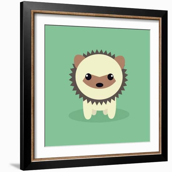 Cute Cartoon Porcupine-Nestor David Ramos Diaz-Framed Art Print