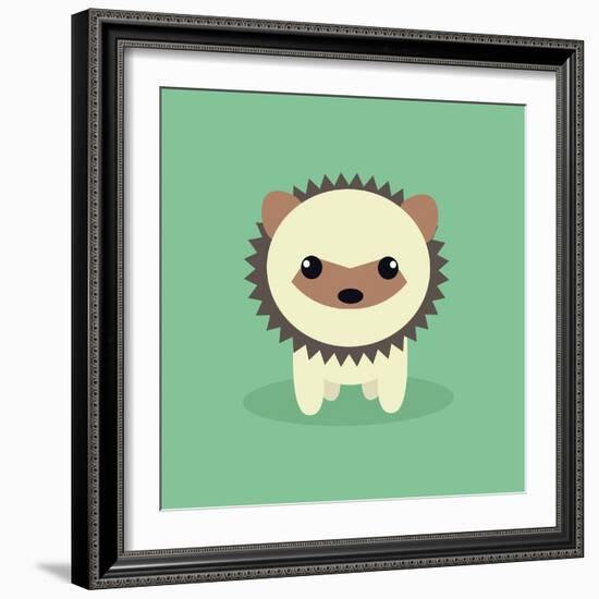 Cute Cartoon Porcupine-Nestor David Ramos Diaz-Framed Art Print