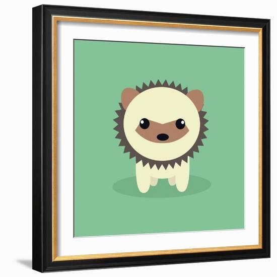 Cute Cartoon Porcupine-Nestor David Ramos Diaz-Framed Art Print