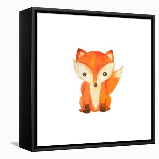 Cute Cartoon Watercolor Forest Animal. Hand Painted Lovely Baby Fox Illustration Perfect for Print-Zabrotskaya Larysa-Framed Stretched Canvas