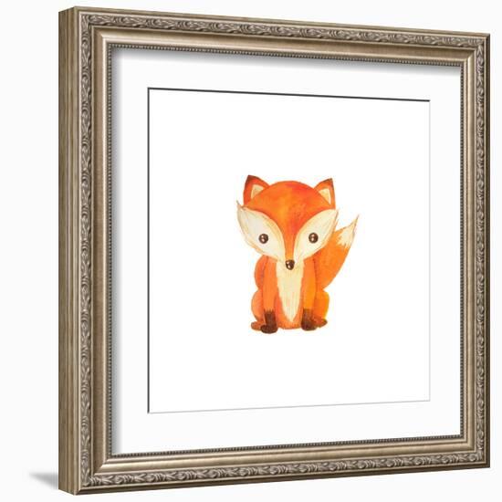 Cute Cartoon Watercolor Forest Animal. Hand Painted Lovely Baby Fox Illustration Perfect for Print-Zabrotskaya Larysa-Framed Art Print