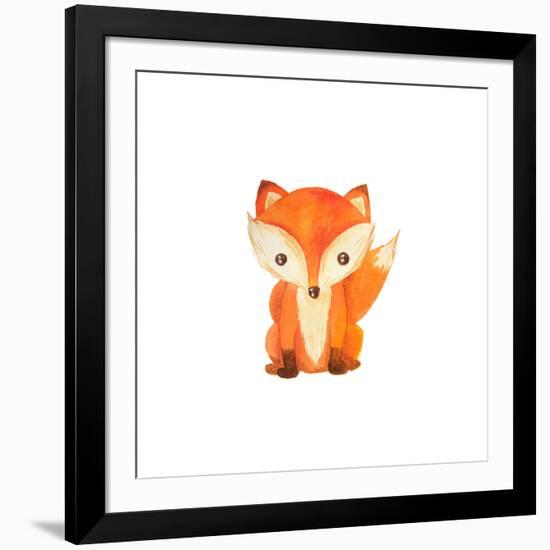 Cute Cartoon Watercolor Forest Animal. Hand Painted Lovely Baby Fox Illustration Perfect for Print-Zabrotskaya Larysa-Framed Art Print