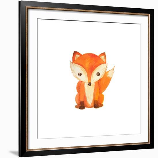 Cute Cartoon Watercolor Forest Animal. Hand Painted Lovely Baby Fox Illustration Perfect for Print-Zabrotskaya Larysa-Framed Art Print