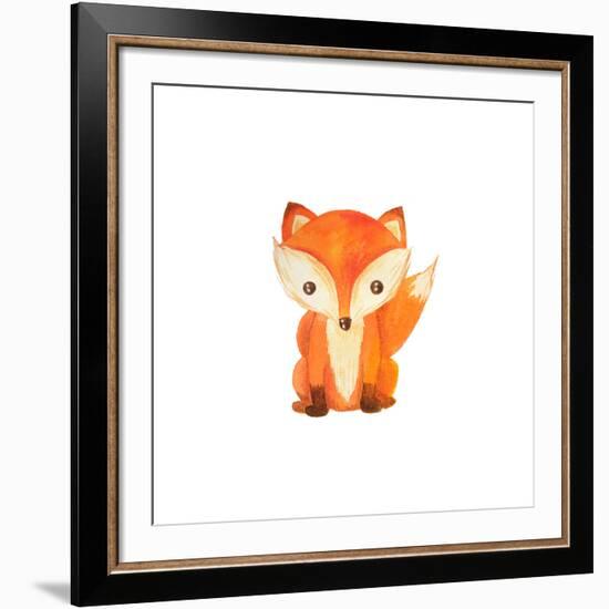 Cute Cartoon Watercolor Forest Animal. Hand Painted Lovely Baby Fox Illustration Perfect for Print-Zabrotskaya Larysa-Framed Art Print
