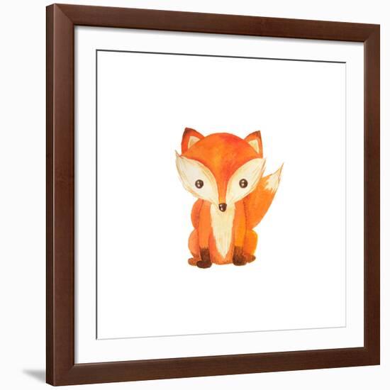 Cute Cartoon Watercolor Forest Animal. Hand Painted Lovely Baby Fox Illustration Perfect for Print-Zabrotskaya Larysa-Framed Art Print