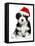 Cute Christmas Havanese Puppy Dog with a Santa Hat-mdorottya-Framed Premier Image Canvas