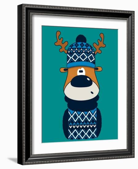Cute Deer Character Design-braingraph-Framed Art Print